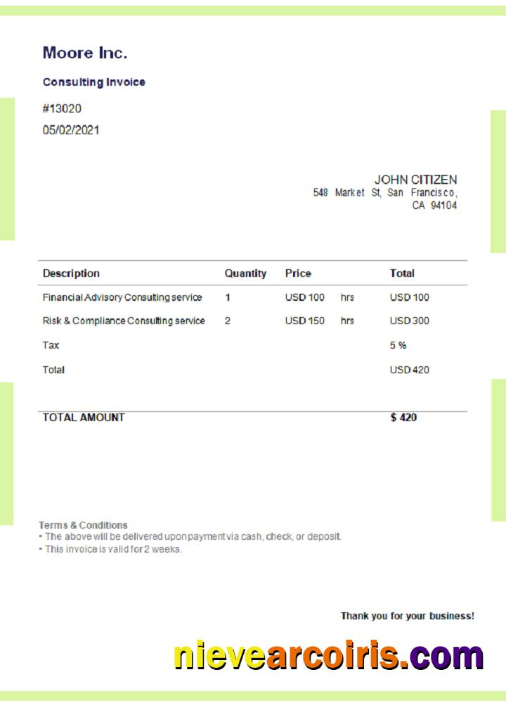 USA Moore Inc. invoice